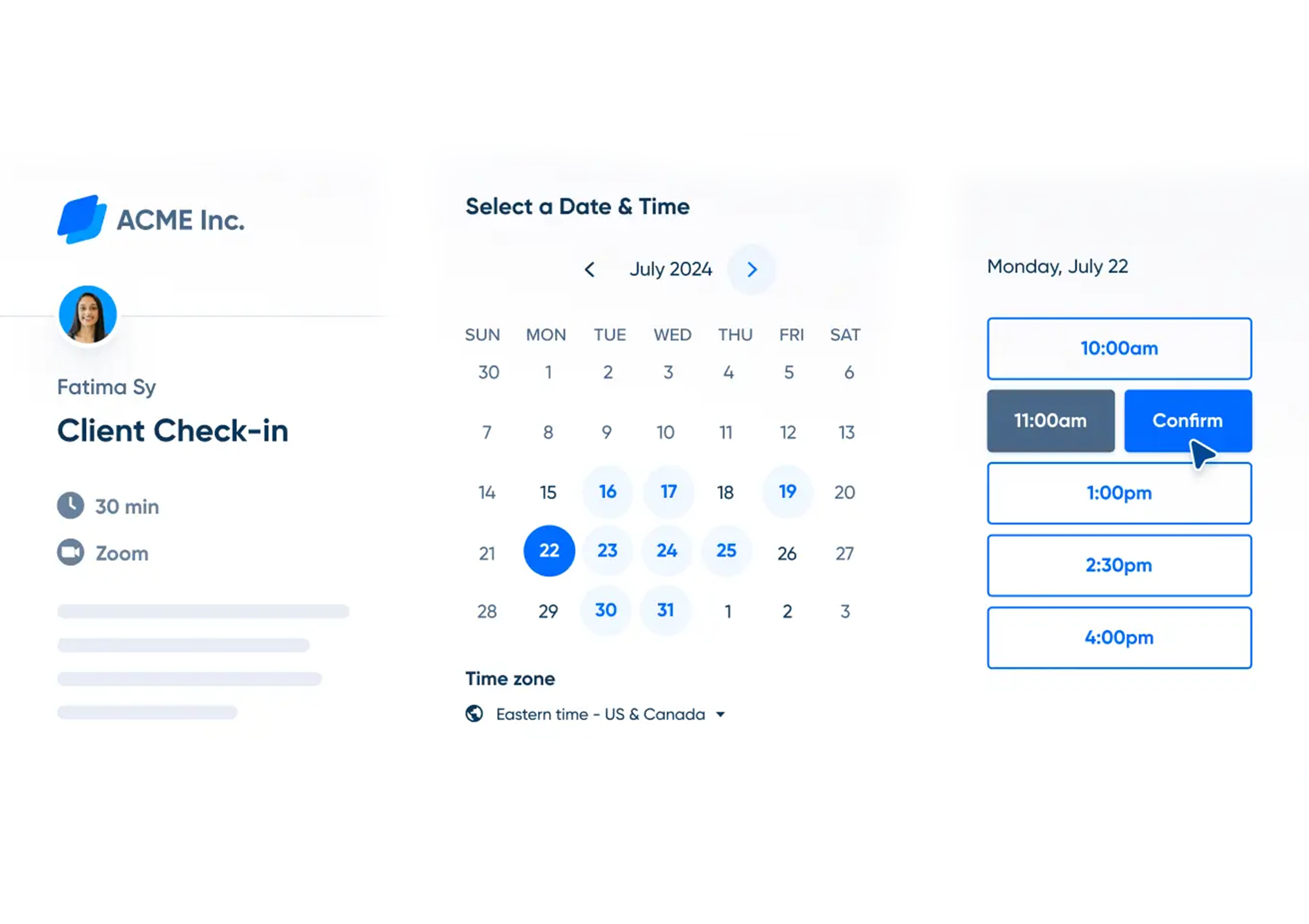 Service Booking Page Mockup